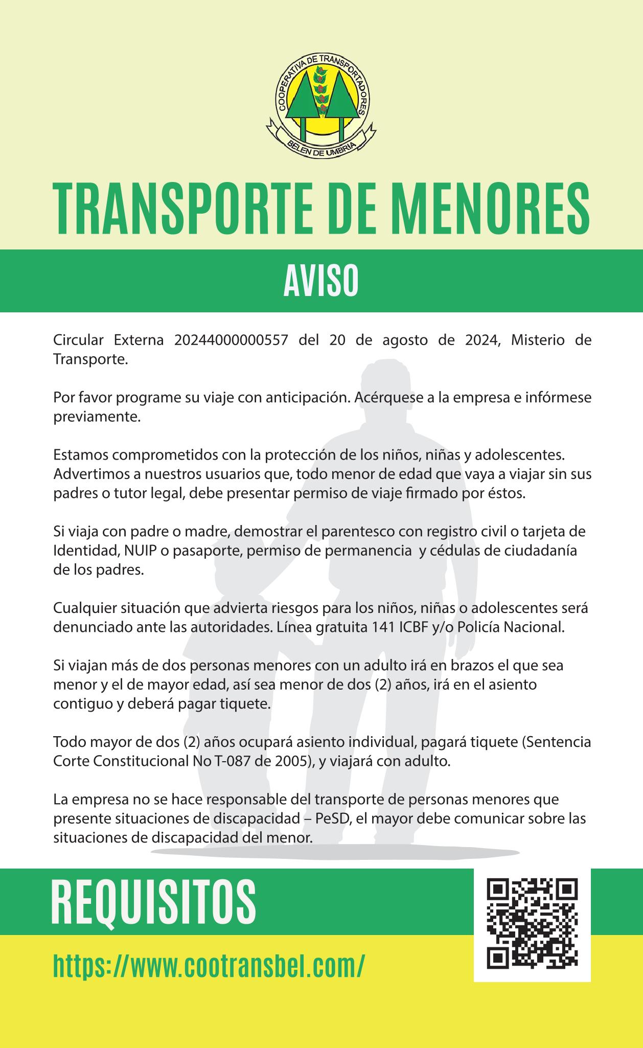 Aviso Importante Transporte de Menores 2
